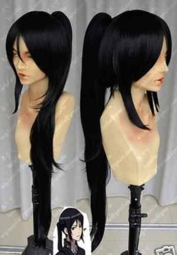 Peruca Preta Curta + ponytail